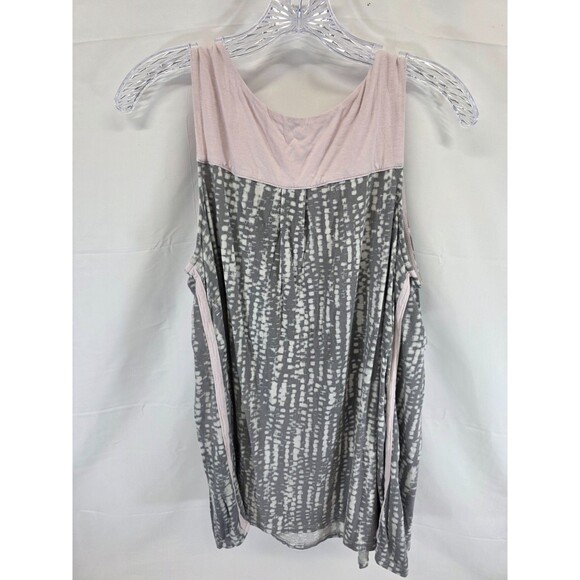 SECRET TREASURES GRAY PINK ABSTRACT SCOOP TANK TOP L - Picture 3 of 6